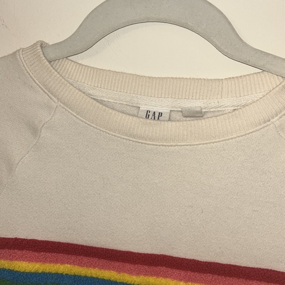 GapKids Rainbow Stripe Sweatshirt GUC sz L (10) SOFT CUTE Cream Ivory - Picture 10 of 17